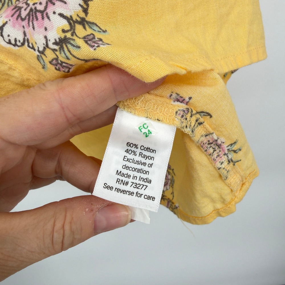 LC Lauren Conrad Blouse Yellow Floral Ruffle Lace Boho Cottagecore Small - Picture 6 of 8